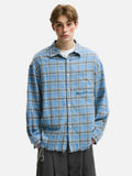 Rouge Plaid Cotton Frayed Long Sleeve Shirt