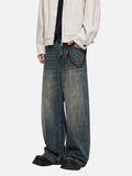 American Style Wide Leg Retro Washed Denim Jeans