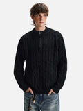 Cozy Solid Color Twist Knit Half-Zipper Sweater