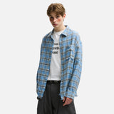 Rouge Plaid Cotton Frayed Long Sleeve Shirt