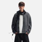 Streetwear Solid Color Sheep Wool Cardigan
