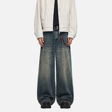 American Style Wide Leg Retro Washed Denim Jeans