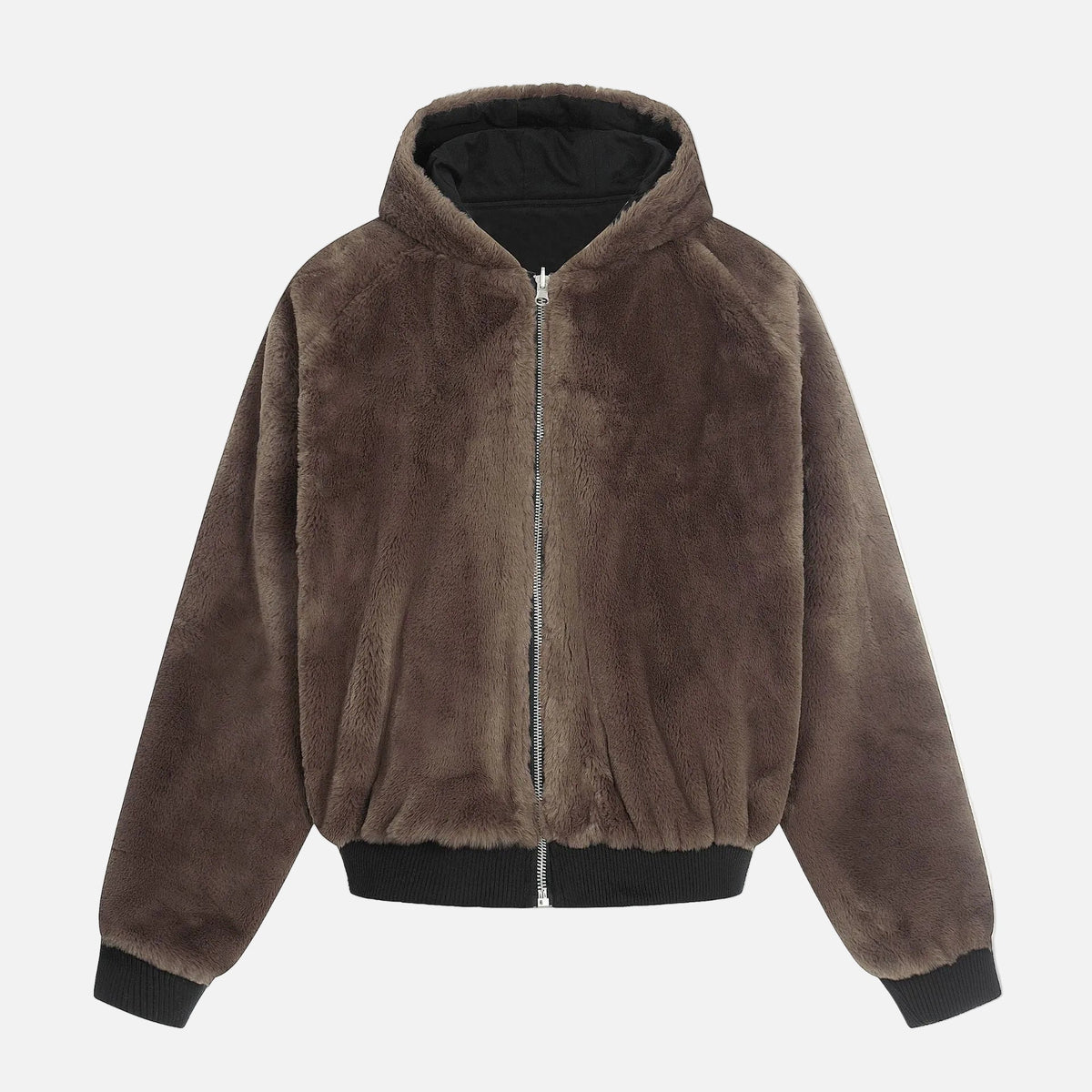 Streetwear Double-Sided Fleece Lined Hooded Jacket