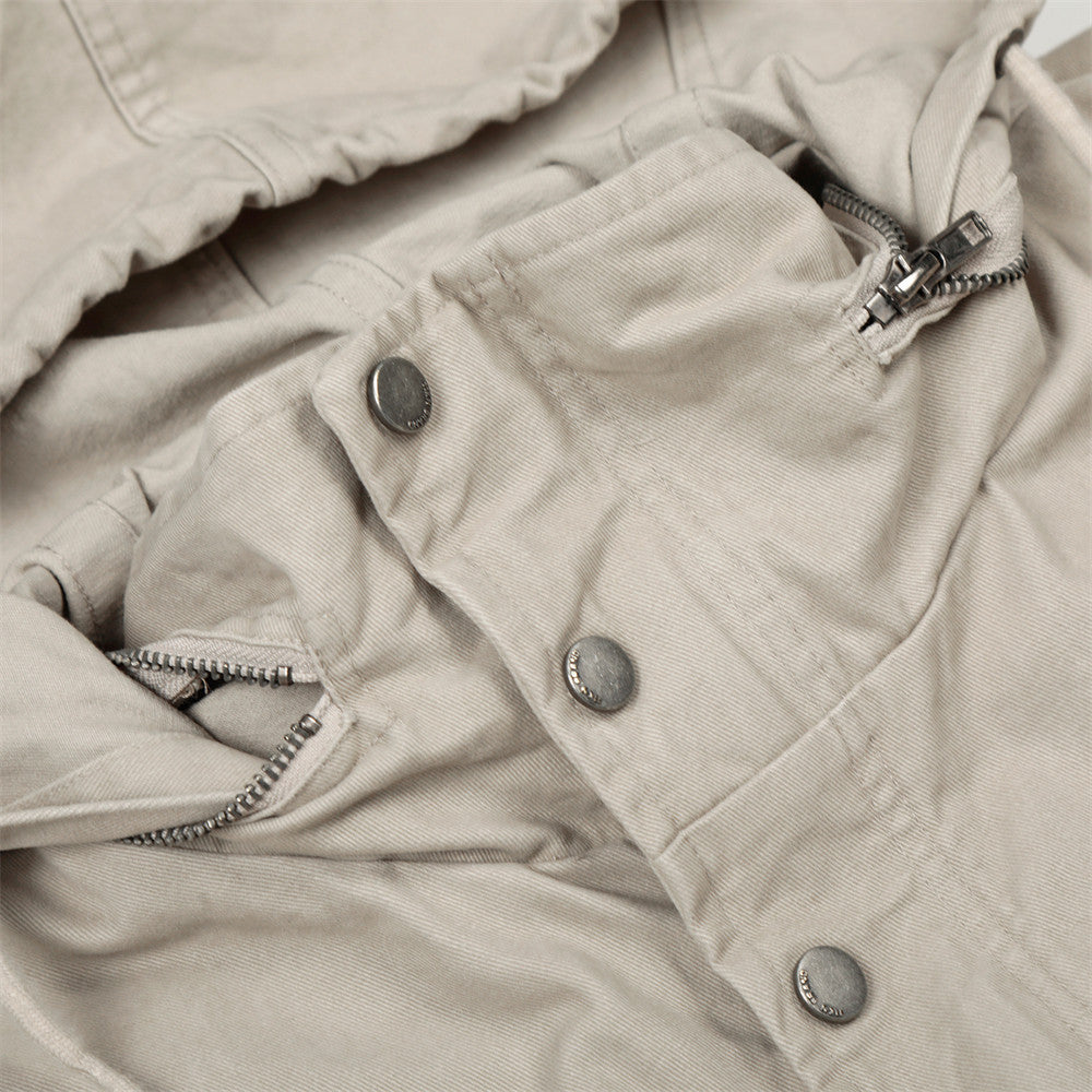 Stylish High Collar Multi Pocket Windbreaker Jacket