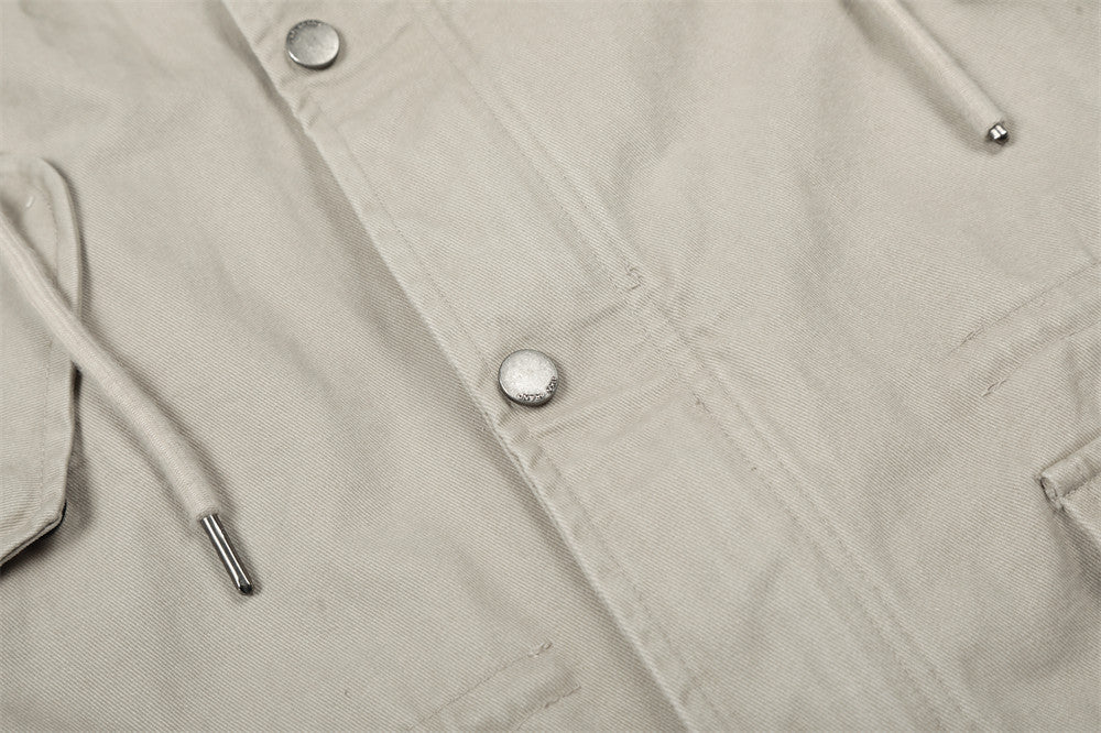 Stylish High Collar Multi Pocket Windbreaker Jacket
