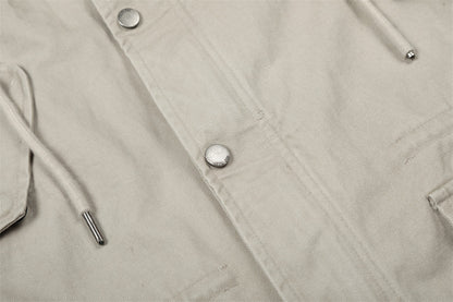 Stylish High Collar Multi Pocket Windbreaker Jacket