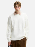 American Solid Color Twist Retro Knit Sweater