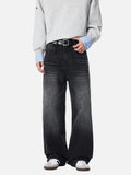 Cleanfit Whiskers Wide Leg Washed Jeans