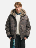 Warm Camouflage Fur Collar Hooded Puffer Jacket