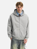 Retro Heavy Solid Color Hooded Double Zipper Sweatshirt