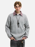 American Solid Color Twist Retro Knit Sweater