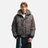 Warm Camouflage Fur Collar Hooded Puffer Jacket