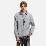 American Solid Color Twist Retro Knit Sweater