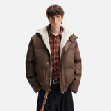 Streetwear Hooded Fake Two Piece Puffer Jacket