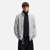 Y2K Cozy Wool Twist Zipper Cardigan