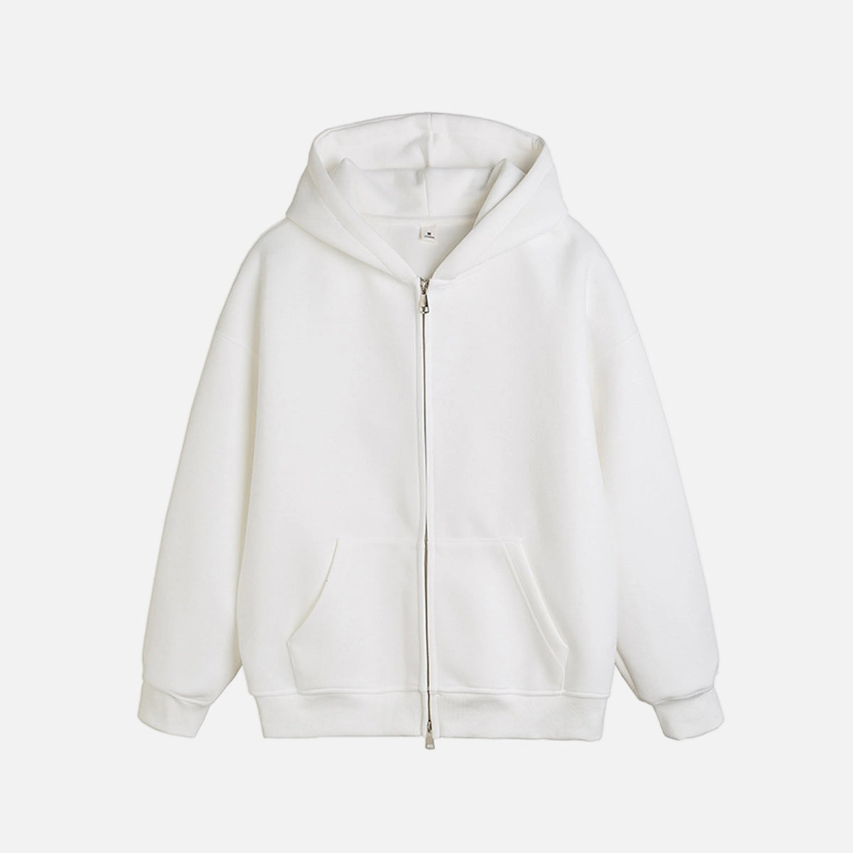 Retro Heavy Solid Color Hooded Double Zipper Sweatshirt