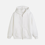 Retro Heavy Solid Color Hooded Double Zipper Sweatshirt