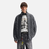 Y2K Cozy Wool Twist Zipper Cardigan