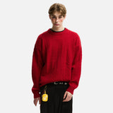 American Solid Color Twist Retro Knit Sweater