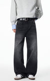 Cleanfit Whiskers Wide Leg Washed Jeans