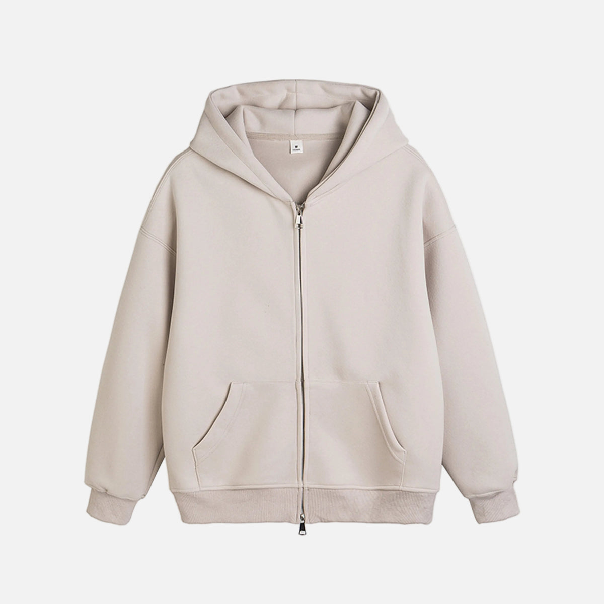 Retro Heavy Solid Color Hooded Double Zipper Sweatshirt