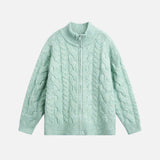 Y2K Cozy Wool Twist Zipper Cardigan