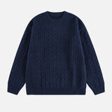American Solid Color Twist Retro Knit Sweater