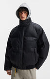 Streetwear Hooded Fake Two Piece Puffer Jacket