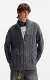 Y2K Cozy Wool Twist Zipper Cardigan