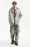 Retro Heavy Solid Color Hooded Double Zipper Sweatshirt