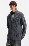 Y2K Cozy Wool Twist Zipper Cardigan