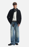 American Style Vertical Collar Double Zipper Knitwear Cardigan