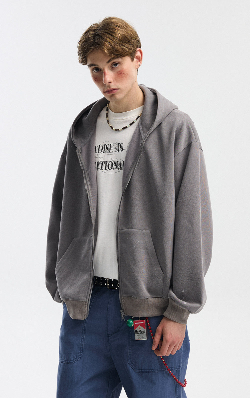 Cleanfit Double Zipper Long Sleeve Hooded Sweatshirt