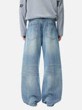 Streetwear Washed Cat Whisker Loose Denim Jeans