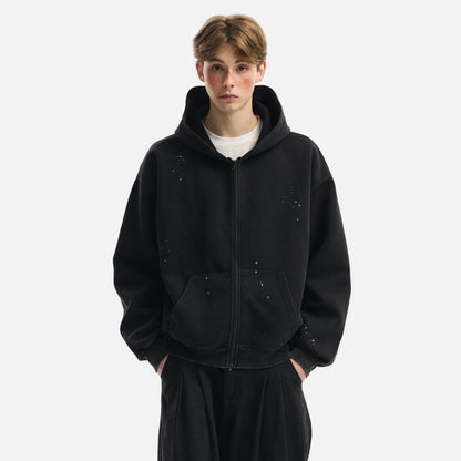 Cleanfit Double Zipper Long Sleeve Hooded Sweatshirt