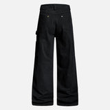 Trendy Print Design Wide Leg Denim Cargo Jeans