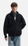 American Style Vertical Collar Double Zipper Knitwear Cardigan