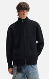 American Style Vertical Collar Double Zipper Knitwear Cardigan