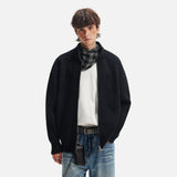American Style Vertical Collar Double Zipper Knitwear Cardigan