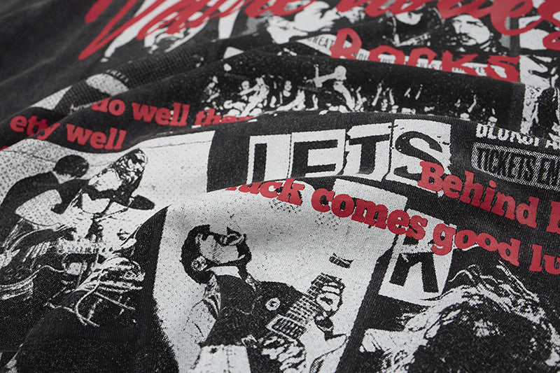 DAXUEN Oversized graphic T-shirt with band print