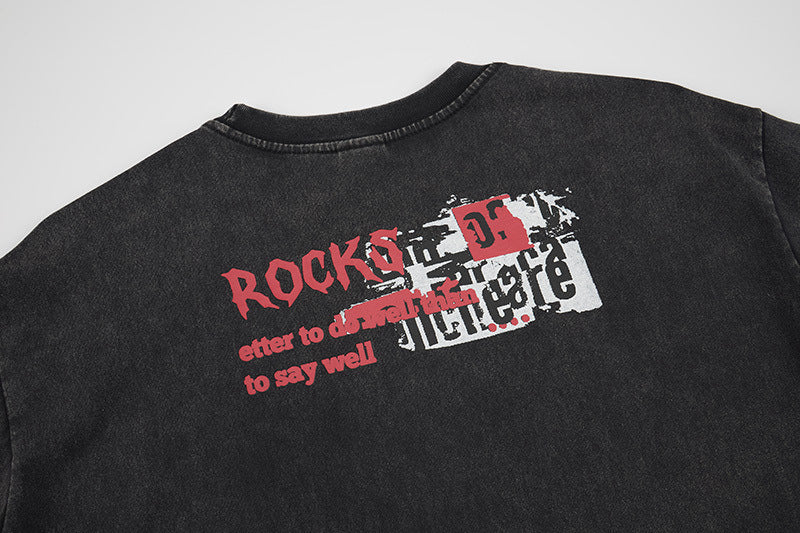DAXUEN Oversized graphic T-shirt with band print
