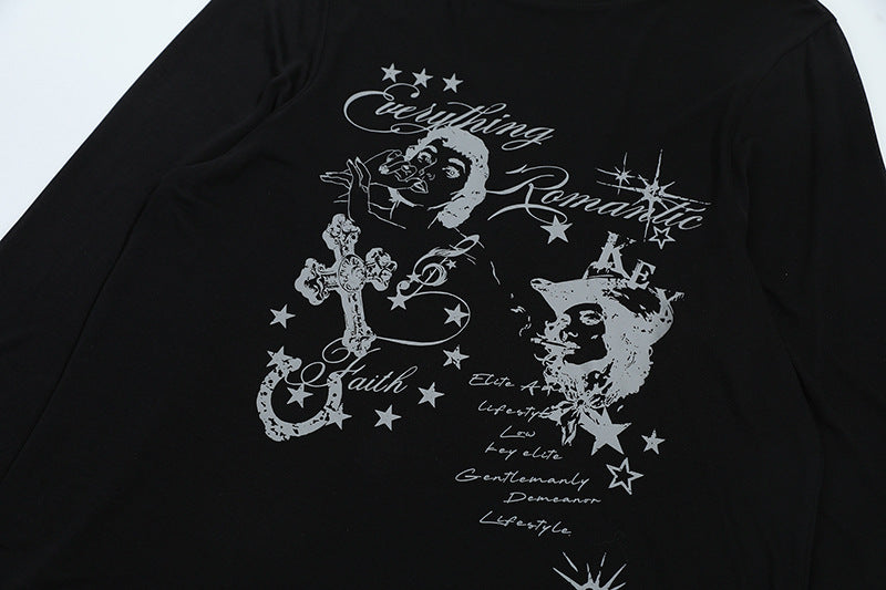 DAXUEN Distressed graphic long sleeve t-shirt