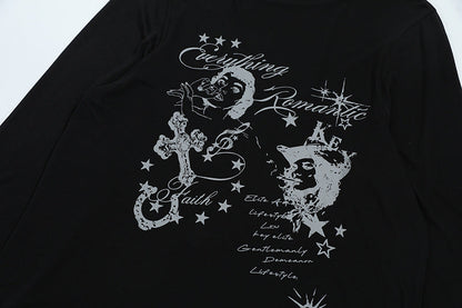 DAXUEN Distressed graphic long sleeve t-shirt