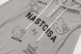 DAXUEN Cropped hooded long-sleeve top with pixelated graphics