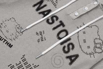 DAXUEN Cropped hooded long-sleeve top with pixelated graphics