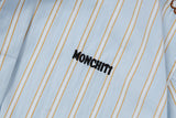DAXUEN Light blue short-sleeved striped shirt with puppy embroidery