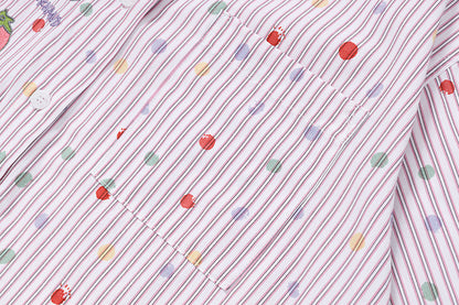 DAXUEN Pastel polka dot embroidered button-up shirt