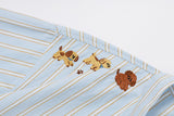 DAXUEN Light blue short-sleeved striped shirt with puppy embroidery