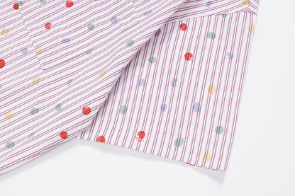 DAXUEN Pastel polka dot embroidered button-up shirt