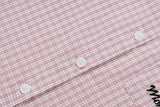 DAXUEN Pink plaid short-sleeved collared shirt with cat embroidery